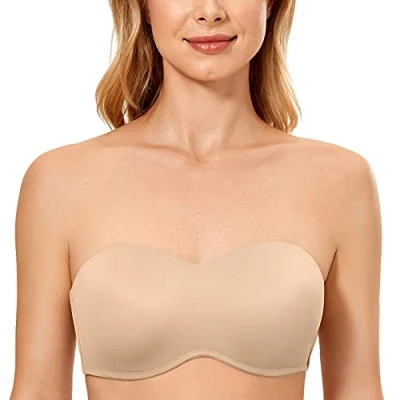 Bild av DELIMIRA Dam Sömlös Bygel Bandeau Minimizer Strapless Bh För Stora Busted Kvinnor Kasju 105E