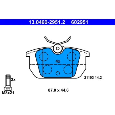Bild av ATE 13.0460 2951.2 Jeu de plaquettes frein contact signal d&#039;usure exclu avec vis d&#039;étrier FIAT: Punto I 3/5 portes, Barchetta, Coupe