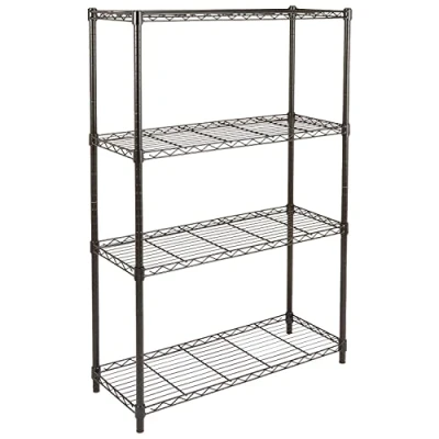 Bild av Amazon Basics Smal förvaringsenhet med 4 höjdjusterbara hyllor och nivelleringsfötter, 640 kg maxvikt, svart, 35,6 cm D x 91,4 B 137,1 H