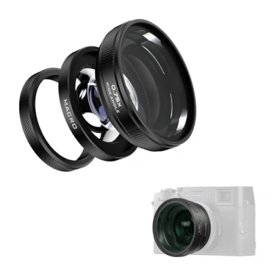 Bild av Freewell 2 i 1 vidvinkel och makrolins kompatibel med Fuji X100VI/X100V mångsidig design, förbättrad förstoring (svart)