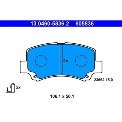 Bild av ATE 13.0460 5836.2 Jeu de plaquettes frein avec indicateur d&#039;usure accessoires SUZUKI: Wagon R+ II 3/5 portes, I portes