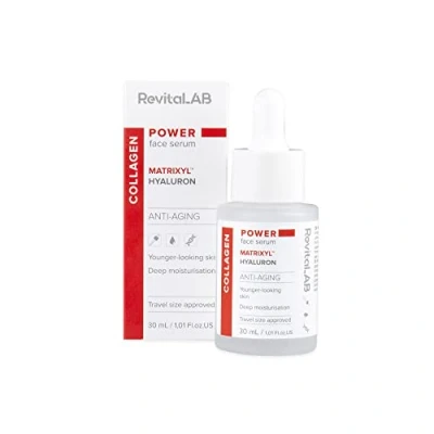 Bild av RevitaLAB Power Face Serum med kollagen och Matrixyl™. En koncentrerad produkt speciellt utformad för effektiv hudvård mot tecken på åldrande