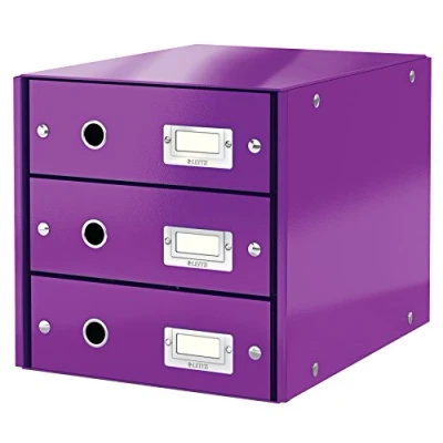 Bild av Leitz WOW Click And Store Skrivbordsbyrå, 3 Lådor, Lila, 60480062