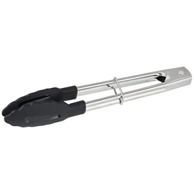 Bild av Fackelmann Multifunktionella kökstänger PBT längd 18 cm, värmebeständig till 220 C, non stick köksredskap, låsmekanism, uddigt huvud, diskmaskinssäker, silver och svart