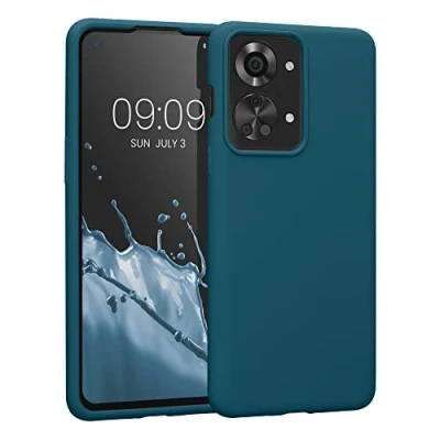 Bild av kwmobile fodral kompatibelt med OnePlus Nord 2T 5G TPU silikon telefonskydd mjuk finish blågrön matt