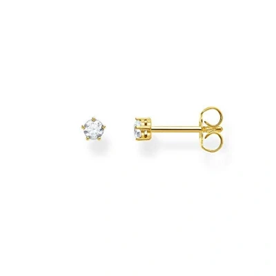 Bild av Thomas Sabo boucles d&#039;oreilles simples clous pierre blanche argent plaqué or H2135 414 14