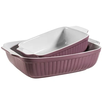 Bild av MÄSER 931983 rektangulära ugnsformar i set om 2, fyrkantiga ugnsformar, perfekta även för lasagne, rep och skärbeständig, keramik, 33 x 24 8 cm/25,5 16 7 cm, bär