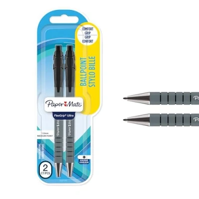Bild av Paper Mate FlexGrip Ultra infällbara kulspetspennor Medium punkt (1,0 mm) Svart 2 stycken