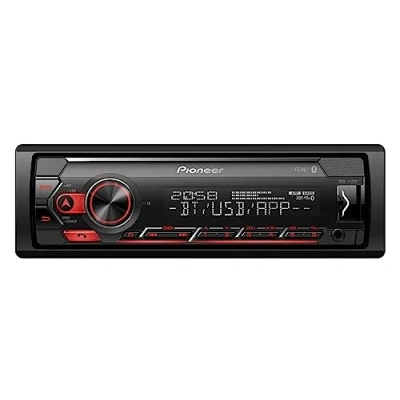 Bild av Pioneer 1 DIN mottagare med Bluetooth, röd/vit belysning, USB/3.5mm Jack, Spotify, Smart Sync app och kompatibel Apple Android enheter, röd/svart, MVH S420BT