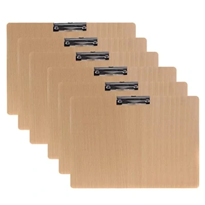 Bild av [Förpackning med 6] A3 Landskap Urklipp 4 mm extra tjock, högkvalitativ densitetstavla, gummerad metallklämma, hållbar Skissdynan Kontorets Skrivmemo Skissblock, trä skrivbräda, TKD8009 6x
