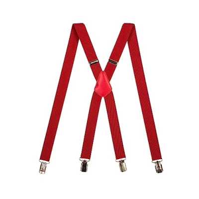 Bild av Olata Unisex Skinny Style helt justerbar X formklämma på hängslen, 2,5 cm Röd