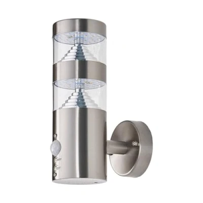 Bild av Lindby LED vägglampa utomhus &#039;LANEA&#039; med rörelsedetektor (modern) i Grå av rostfritt stål (1 lamor, glödlampor ingår) utomhusvägglampa, vägglampa, utomhuslampa, utomhus, för