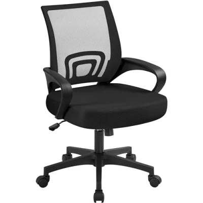 Bild av Yaheetech Kontorsstol ergonomisk svängbar stol verkställande med nät vippfunktion svart