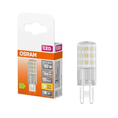 Bild av OSRAM LED PIN multicolor lampa med retrofit stickkontakt G9, 4,9 W / 806 lm, klar, varmvit ljus 2700 K, ej dimbar, IP20, blyfritt glas, 18 mm diameter