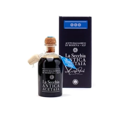 Bild av La Secchia Balsamvinäger av Modena P.G.I.&quot;Three Stars&quot; åldras i tolv små körsbärsträffat Medium densitet 250 ml flaska med piptopp