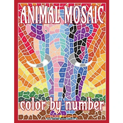 Bild av ANIMAL MOSAIC Color By Number: Activity Puzzle Coloring Book for Adults Relaxation &amp; Stress Relief