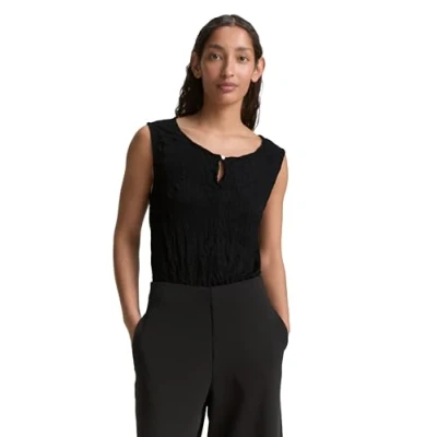 Bild av TOM Tailor Crinkle MIT Schlitzdetail Blus, Storlek: XXL, Deep black