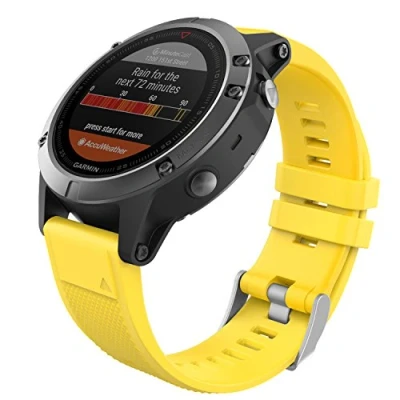 Bild av MoKo Strap Compatible with Fenix 7/7 Pro/6/6 Pro/5/5 Plus/Forerunner 965/955/945/Instinct Solar/Instinct 2, Quick Fit 22mm Silicone Replacement Sport Watch Band, Yellow