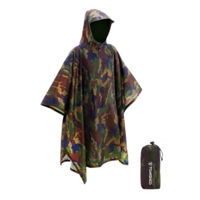 Bild av Tomshoo Regnponcho, regnrock, vattentätt campingtält, presenning, multifunktionellt 3 i 1 regnskydd för jakt, camping, vandring och cykling, Armygreen2