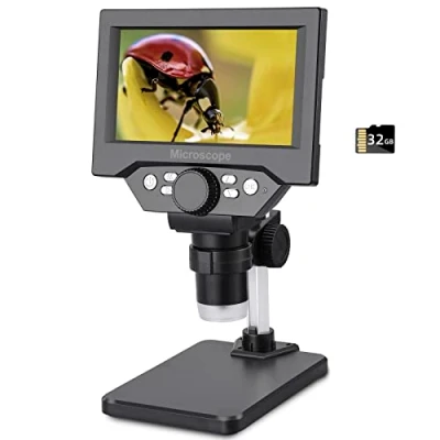 Bild av Koolertron Digitalt mikroskop 5,5&quot; 8 megapixel HD skärm, 1 1000X Zoom, USB med justerbara LED ljus och uppladdningsbart batteri, LCD för barn, vuxna, studenter