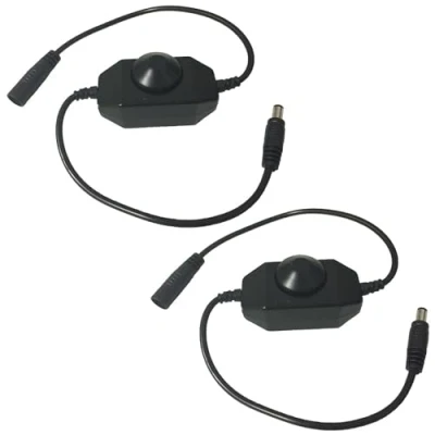 Bild av LITAELEK DC 12 V 24 3A LED remsa dimmerkontroll PWM i linje roterande dimmer 5,5 mm x 2,1 uttag adapter för tejp band belysning, Svart (2pcs)