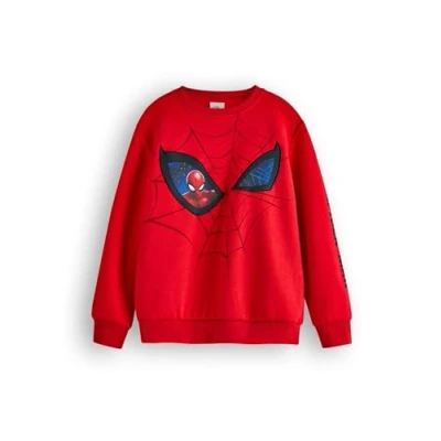 Bild av Marvel Spiderman Pojkar Tröja Barn Superhero Graphic Crewneck Jumper i Röd Spider Man Web &amp; Eyes Film Kläder Serietidningskaraktär Konst Merchandise Gåva