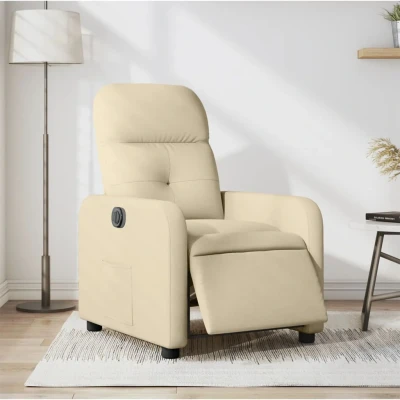 Bild av Elektrisk reclinerfåtölj gräddvit sammet