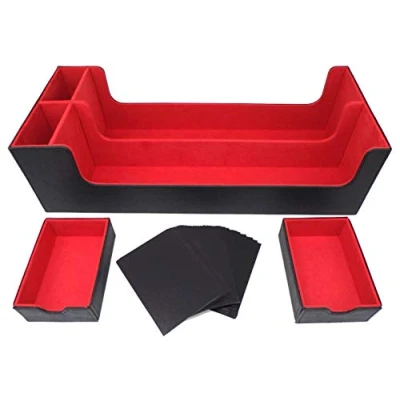 Bild av Docsmagic.de Premium 2 Row Trading Card Storage Box Black/Red + Trays &amp; Divider MTG PKM YGO