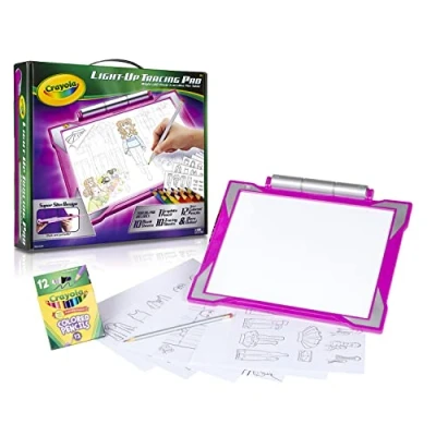 Bild av Crayola Pink Light Up Tracing Pad, LED ljustavla, kreativ tecknings och färgaktivitet, presentidé, rekommenderad ålder: från 6 år