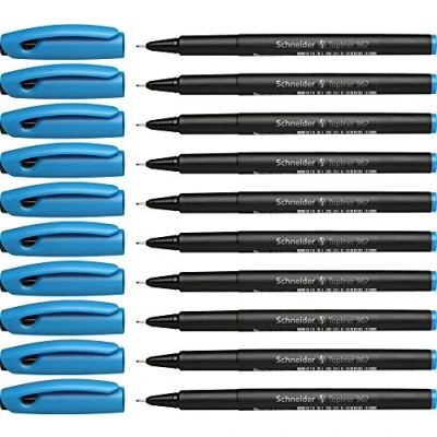 Bild av Schneider Topliner 967 fineliner (linjebredd 0,4 mm) 10 stycken turkos