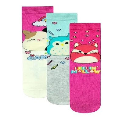 Bild av Squishmallows Sockor 3 pack Bomullstrumpor för Barn Squish Squad Flickstrumpor, Flerfärgad 31 36