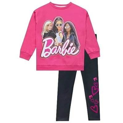 Bild av Barbie Sweatshirt och Leggings Set Co Ord kläder för tjejer 140 Officiell Barbies varor