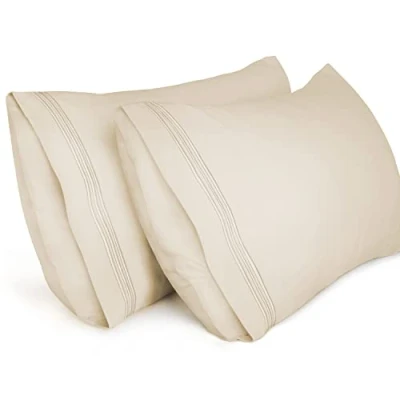 Bild av Lirex Örngott 2 Pack, Mjukt Borstad Mikrofiber Örngott, Maskintvättbart, Skrynkelfritt och Andningsbart (Beige, 50 x 101 cm)