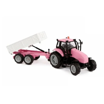 Bild av Van Manen Kids Globe Traffic Tractor with Trailer Die Cast (with Light and Sound, Pink) 510241