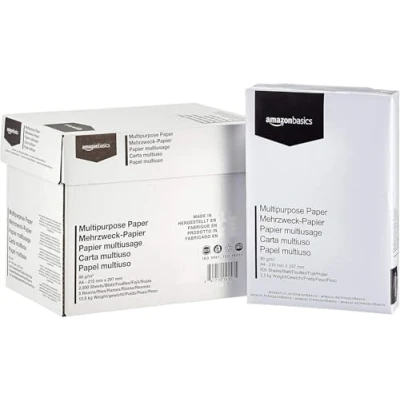 Bild av Amazon Basics skrivarpapper, DIN A4, 80 g/m², 2 500 stycken, 5 förpackningar med 500, vit