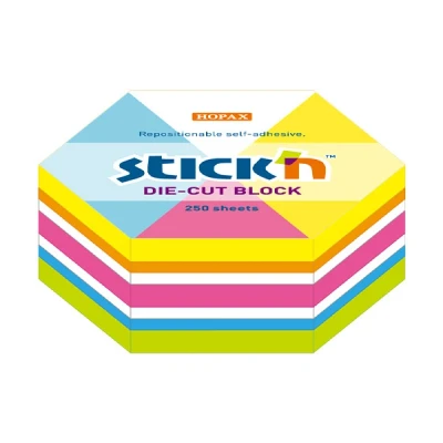 Bild av Hexagonal Formad Adhesive Notes Dopp 250 ark Tillverkad av papper Neonfärgsortiment Mätningar 6,08 x 7,02 cm Mimbek