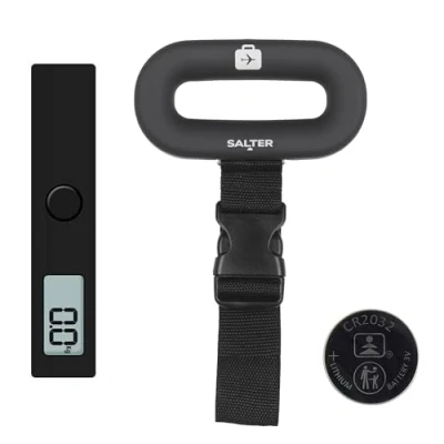 Bild av Salter 9500 BKDCTMEU16 Digital bagagelucka Suitcase viktningsskalor, bära på baggage vikt, lätt grepphandtag, 40 kg/88 punds kapacitet, säker klippfastställning, lätt, batteri ingår