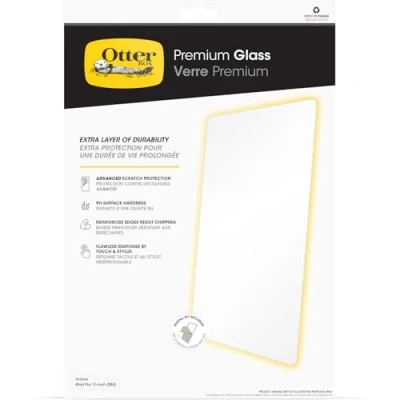 Bild av OtterBox Premium Glass skärmskydd för iPad Pro 11&quot; (2024), härdat glas, avancerat repskydd, Klarar fall upp till 0,9m, antimikrobiellt skydd, Utan retailförpackning
