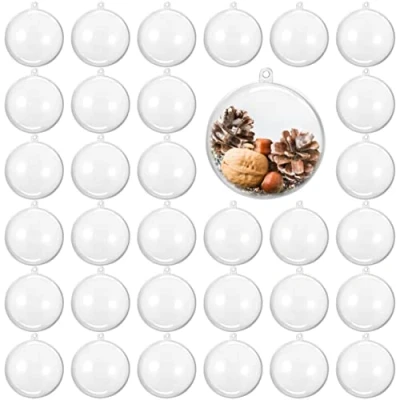 Bild av THE TWIDDLERS 48 Julkulor att Fylla och Dekorera (Transparent, 8cm) Personlig Julgransdekoration DIY Dekorationer för Jul, Bröllop, Födelsedagar, Fester
