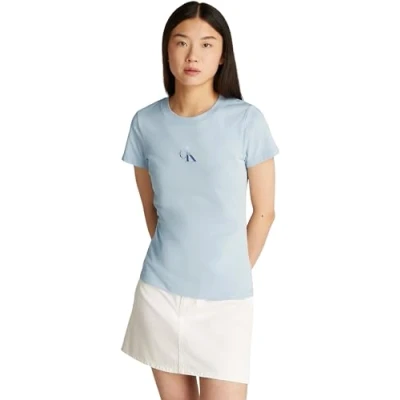 Bild av Calvin Klein Jeans Gradient Monologo SLIM TEE Tshirt bas, Storlek: Large, Niagara mist