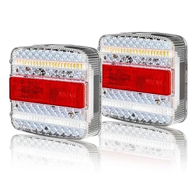 Bild av AOHEWEI 12/24V Led Bakre Trailer Lights, 2st Bakljus, Bromslägeslampa Dynamisk Blinkers Registreringsskylt Ljusreflektor för RV Caravan Traktor Lastbil Van Lorry E mark