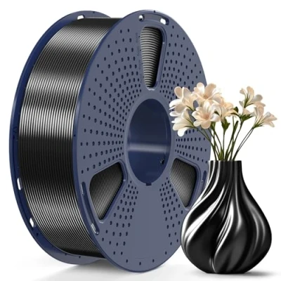 Bild av SUNLU PLA Plus glänsande 3D skrivarfilament, 1,75 mm, silke PLA+ filament, svart, +/ 0,02 1 kg spole för FDM skrivare