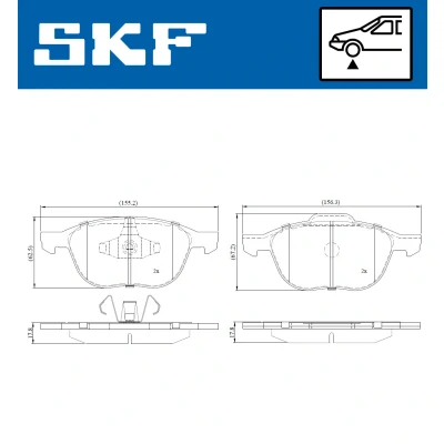 Bild av SKF VKBP 80262 Jeu de plaquettes frein non préparé pour indicateur d&#039;usure VOLVO: V40 3/5 portes, Van / portes