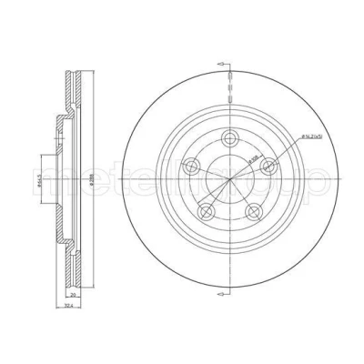 Bild av METELLI Bromsskiva JAGUAR: XJ Sedan, S Type 288mm 20,0mm 5 ventilerad 23 1492C Bromsskivor