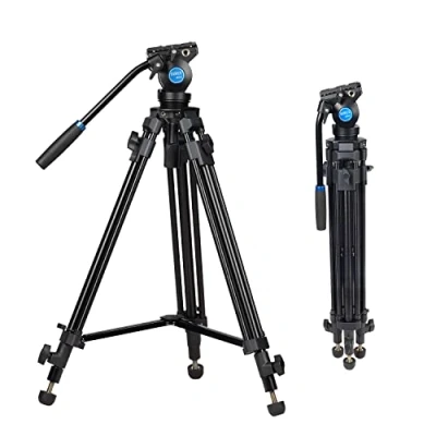 Bild av SIRUI SH05 videostativ med 360Fluid huvud, lätt professionellt aluminiumstativ för kameror Digitala reflexkameror videokameror, stativ kit, QR platta, 55,1 tum, maximal belastning 13,2 kg