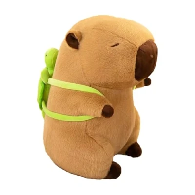 Bild av 25 cm Capybara Plyschleksak, Söt Kawaii Capibara Simulering Plysch med Sköldpaddsryggsäck, Perfekt present för pojkar och flickor