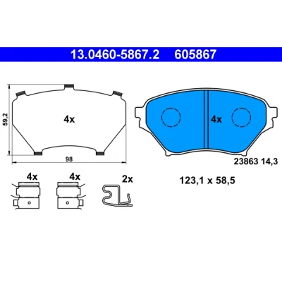 Bild av ATE 13.0460 5867.2 Jeu de plaquettes frein avec indicateur d&#039;usure tôle anti bruit accessoires MAZDA: MX 5 2