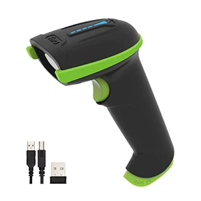 Bild av Tera trådlös streckkodsskanner handhållen 1D laser och USB sladdlös med batteriindikator, extra stort batteri 2000 mAh ergonomisk design, patentnummer: EU008489413, uppgraderingsmodell