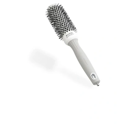 Bild av Olivia Garden Expert Blowout Shine Vit &amp; Grå 35 Rund keramisk antistatisk borste för glänsande och frissfritt föning