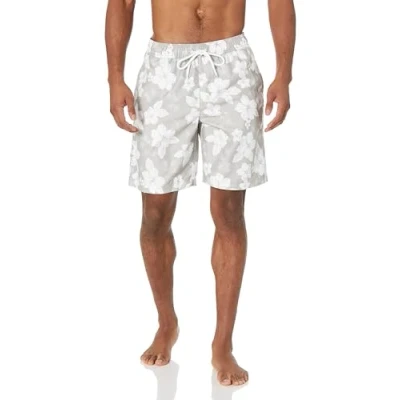 Bild av Amazon Essentials Herr 9&quot; snabbtorkande badbyxor, grå hibiskusblomma, stor